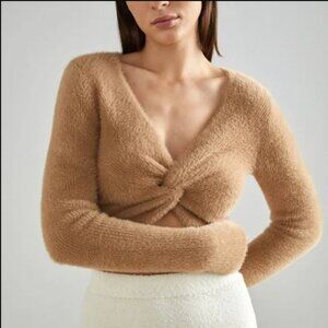 Aerie Women's Fluffy-4-Ever Reversible Twist Fuzzy Sweater size small